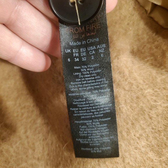 Nasty Gal Camel Colored Trench Coat Fuzzy Warm - Picture 8 of 8